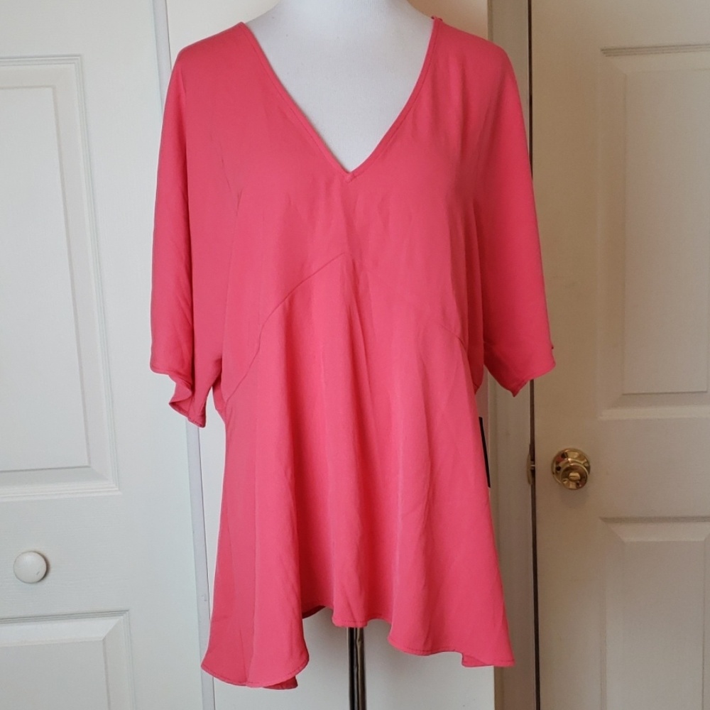 Eloquii V-neck top with tie back